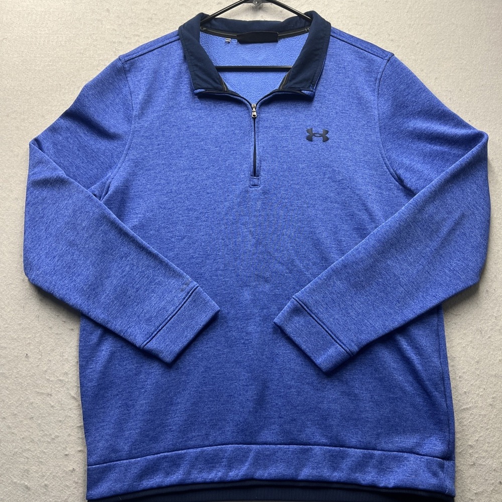 Under‎ Armour Cold Gear Loose Fit Quarter Zip Mock Neck Blue Top Men's XL